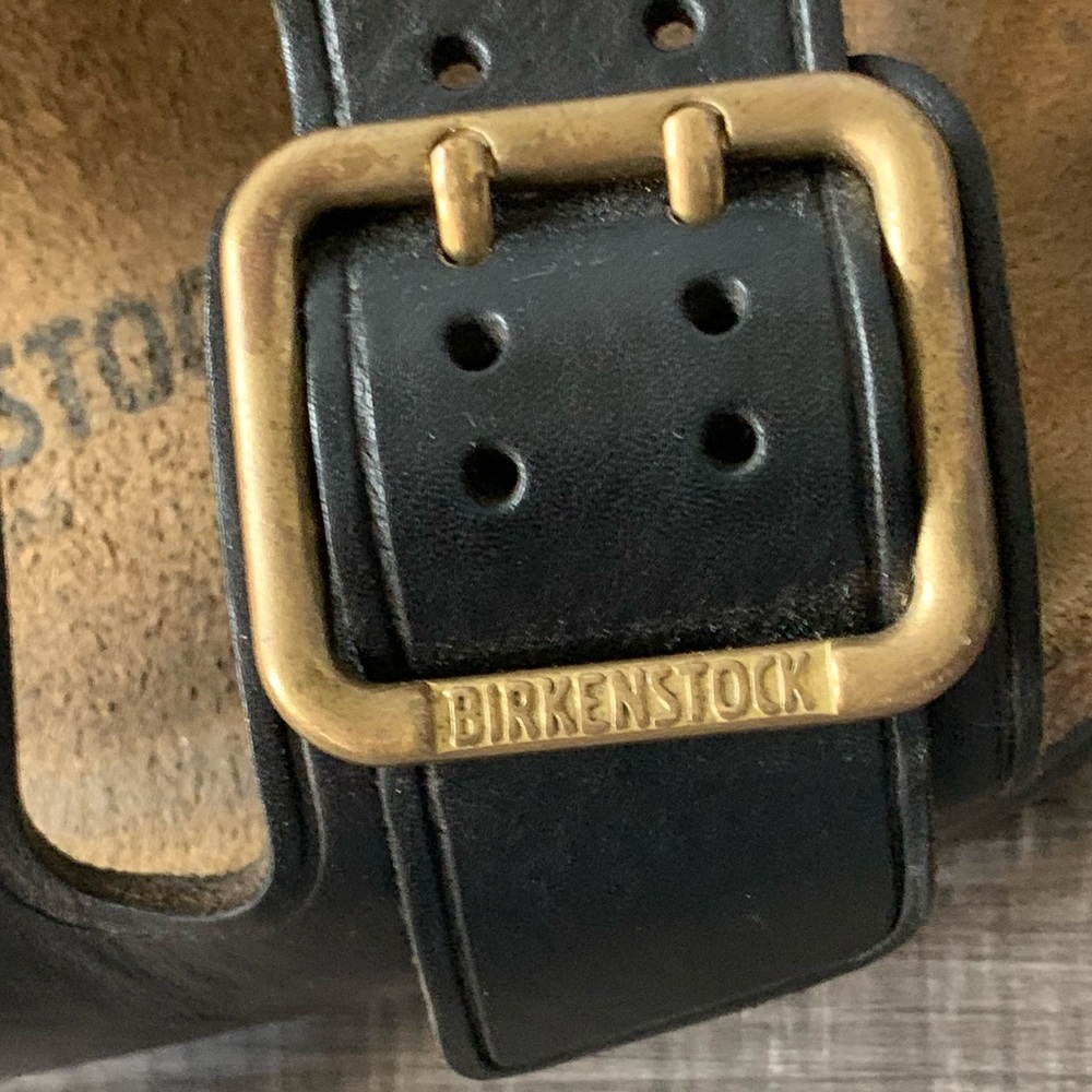 Birkenstock Arizona Bold Leather Two Straps in Black Sandals Size 39 - Picture 6 of 15
